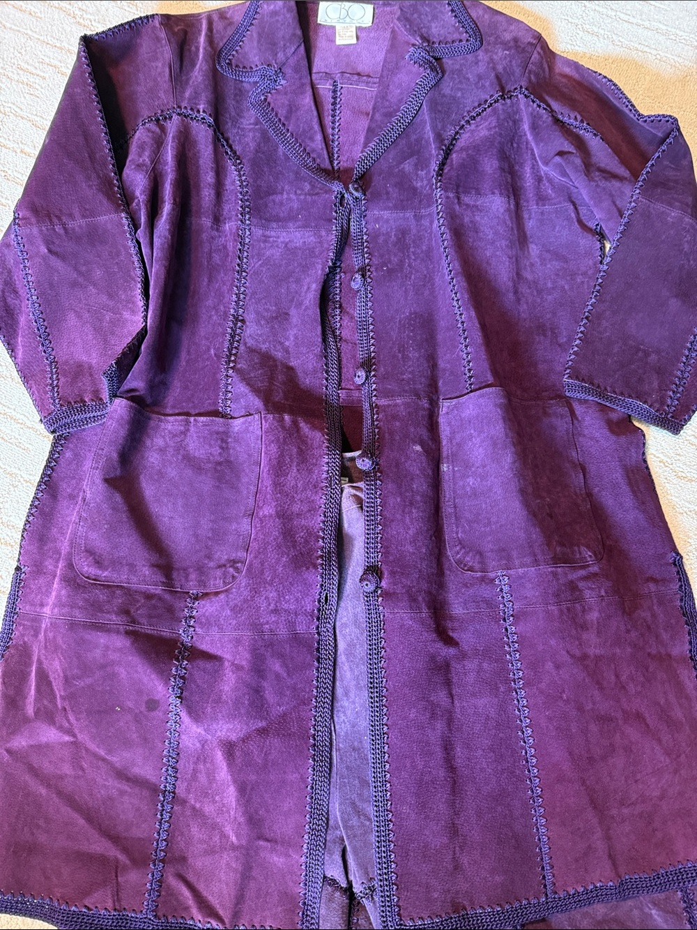COS Purple Suede Button-Front Leather Jacket